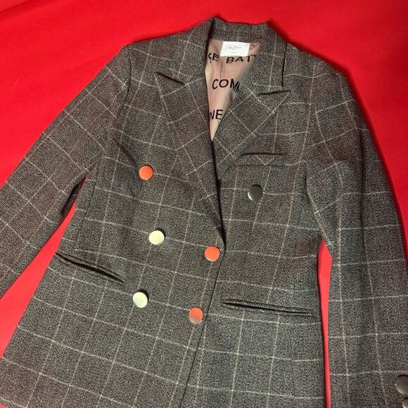 DIY Upcycled Plaid Blazer & Skirt Set – Mix-and-Match Vintage Pin Kit Included - Picture 4 of 13